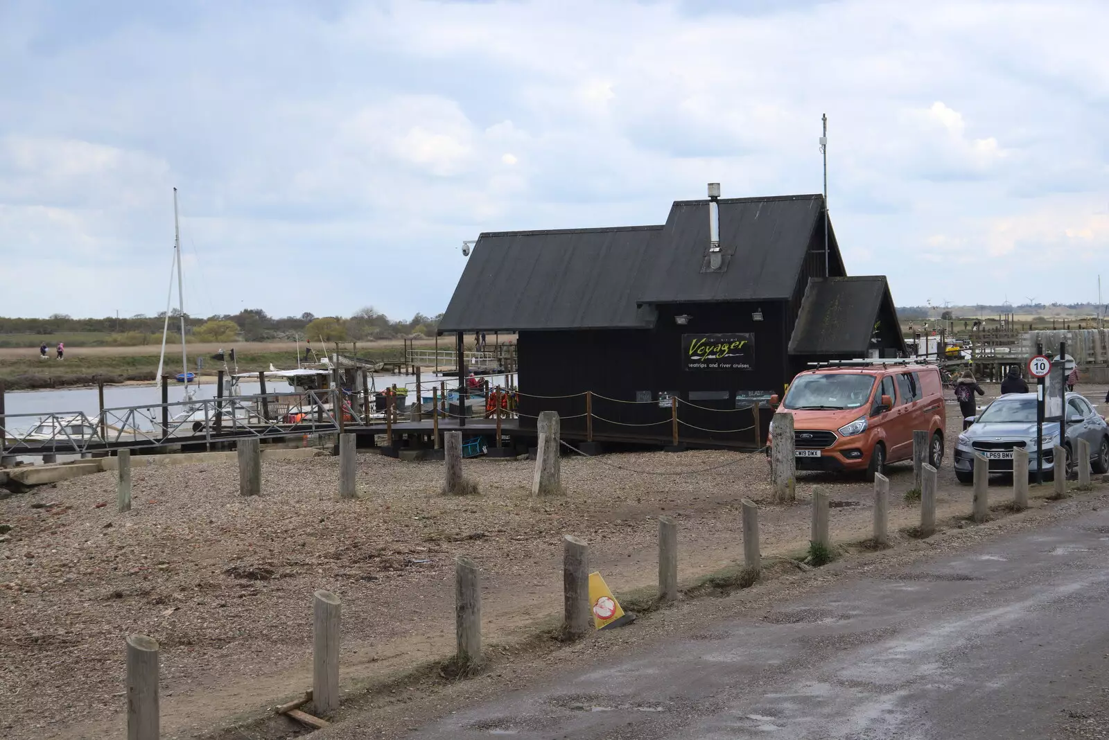 Voyager's black hut on Blackshore, from A Chilly Trip to the Beach, Southwold Harbour, Suffolk - 2nd May 2021