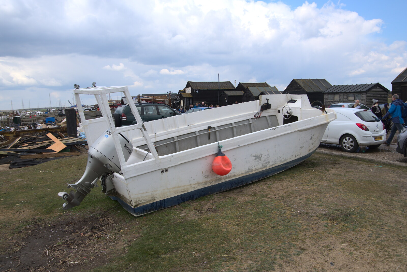 There's a boat almost on the road from A Chilly Trip to the Beach, Southwold Harbour, Suffolk - 2nd May 2021