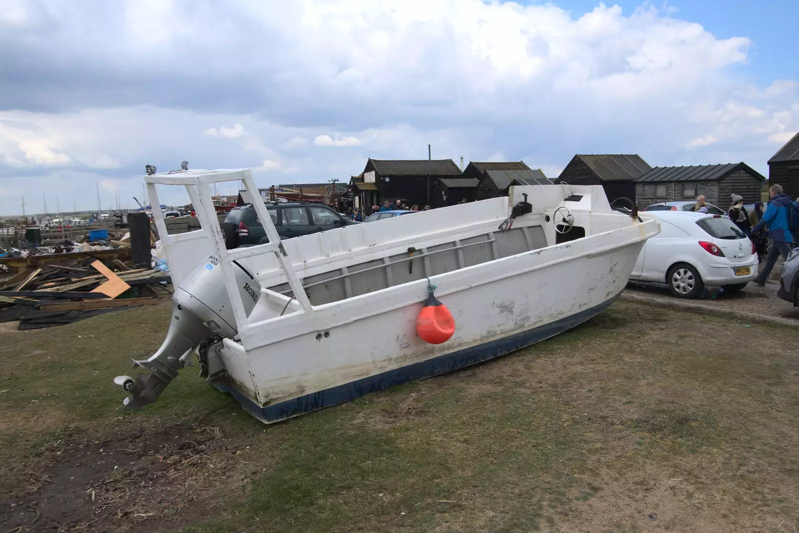 There's a boat almost on the road, from A Chilly Trip to the Beach, Southwold Harbour, Suffolk - 2nd May 2021