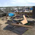 A pile that looks like a building has collapsed, A Chilly Trip to the Beach, Southwold Harbour, Suffolk - 2nd May 2021