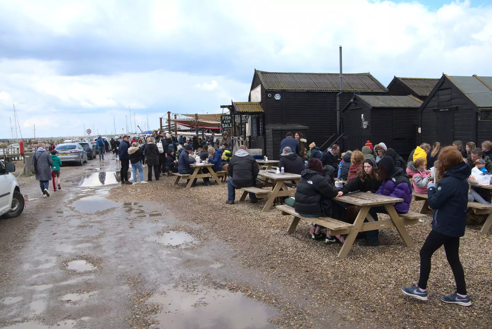 It's heaving by the fish shops on Blackshore, from A Chilly Trip to the Beach, Southwold Harbour, Suffolk - 2nd May 2021