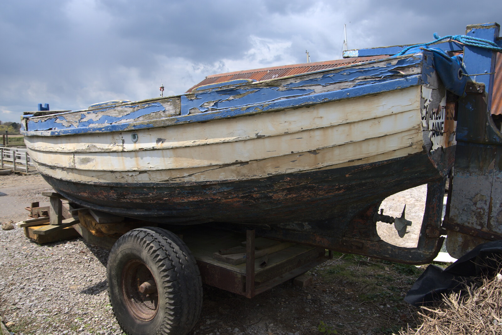 Peeling paint on Charlotte Anne from A Chilly Trip to the Beach, Southwold Harbour, Suffolk - 2nd May 2021