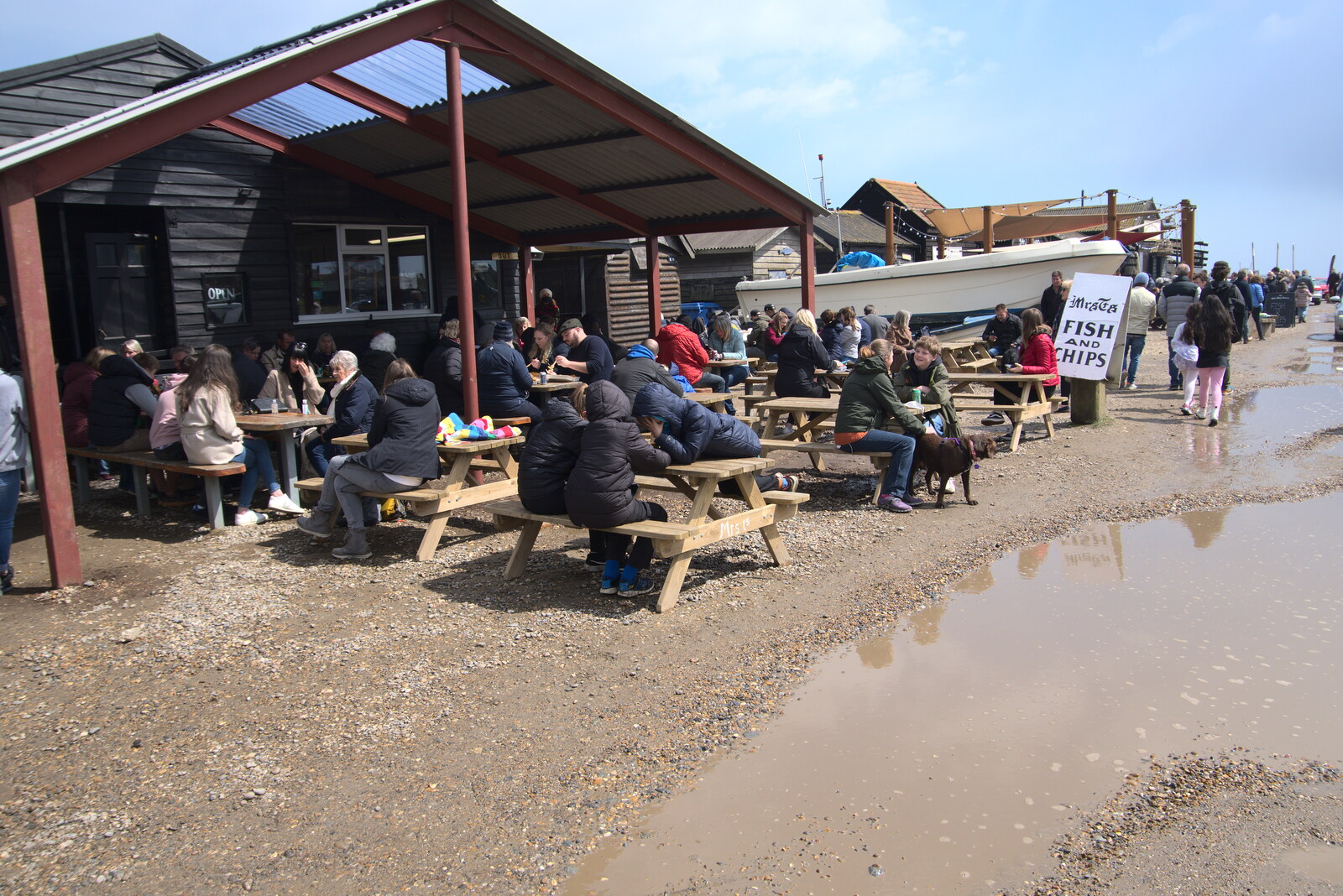The New Normal outside Mrs T's from A Chilly Trip to the Beach, Southwold Harbour, Suffolk - 2nd May 2021