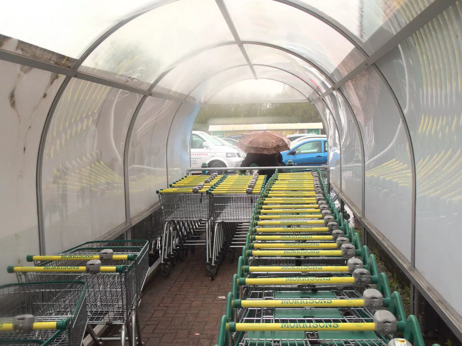 A load of trolleys in the tunnel at Morrisons, from A Vaccination Afternoon, Swaffham, Norfolk - 9th May 2021