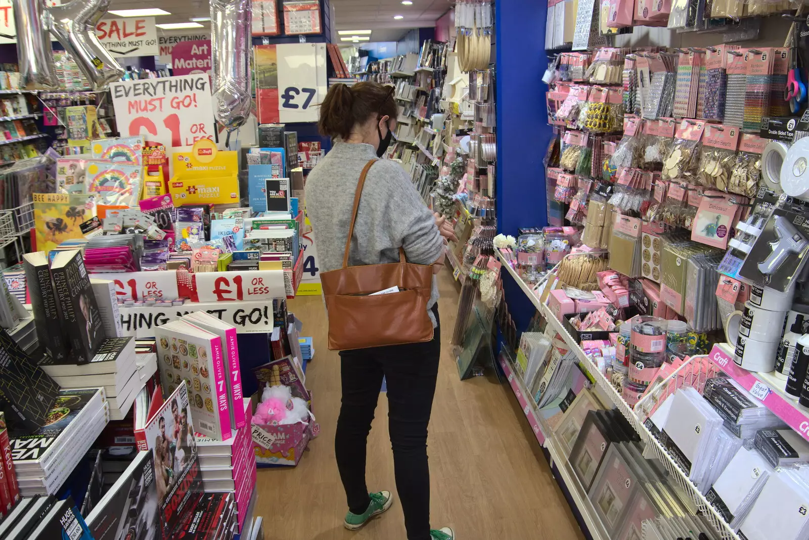 Looking at stationery, from A Vaccination Afternoon, Swaffham, Norfolk - 9th May 2021