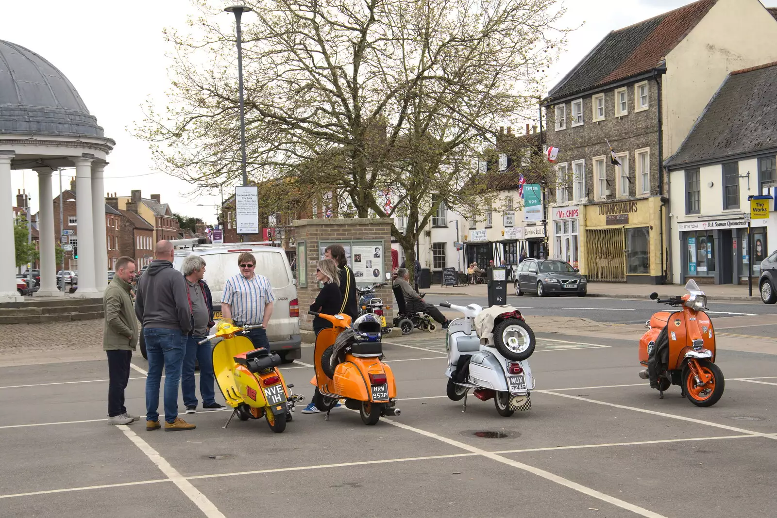 A line-up of classic Vespas and Lambrettas, from A Vaccination Afternoon, Swaffham, Norfolk - 9th May 2021