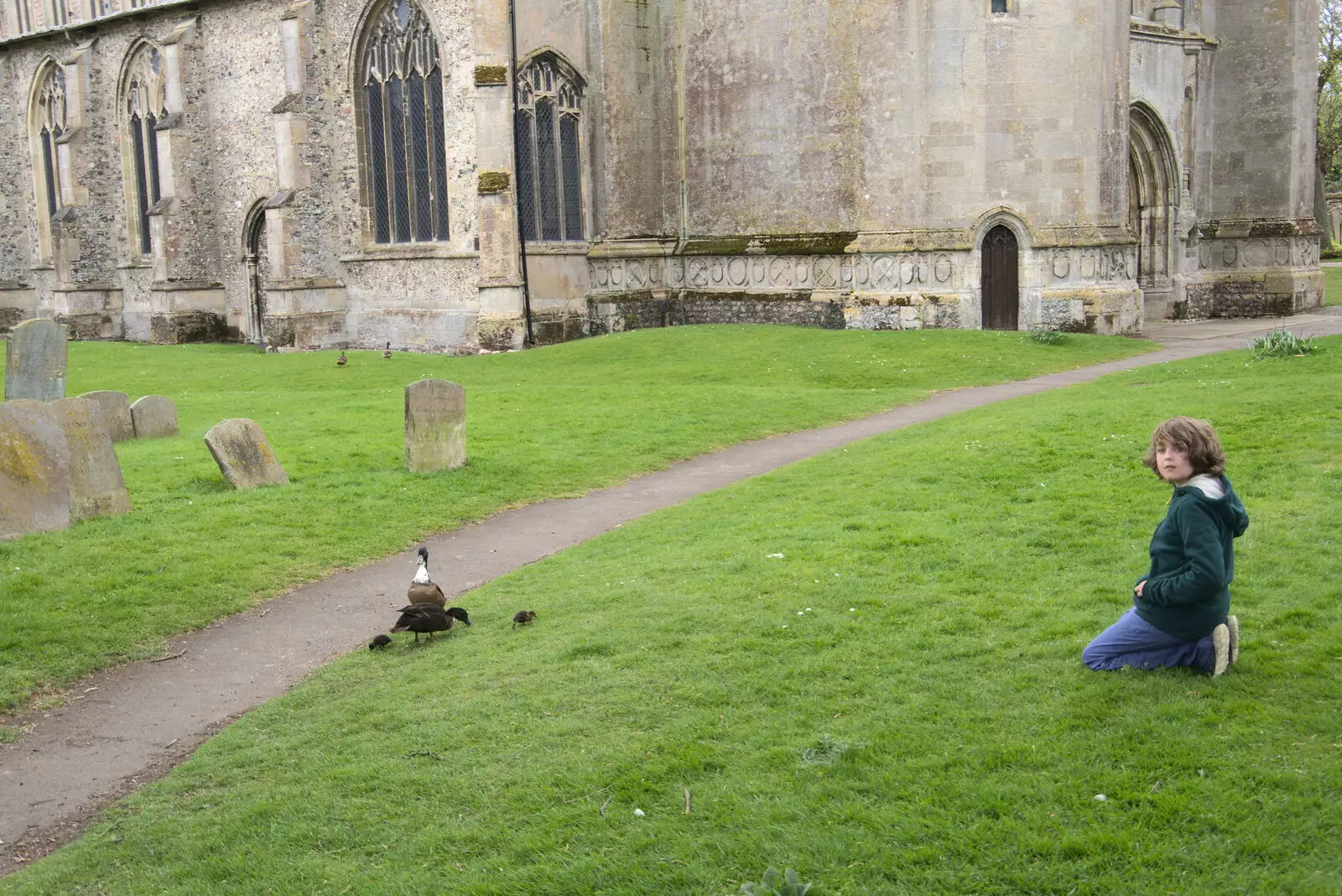 Fred watches the ducklings, from A Vaccination Afternoon, Swaffham, Norfolk - 9th May 2021