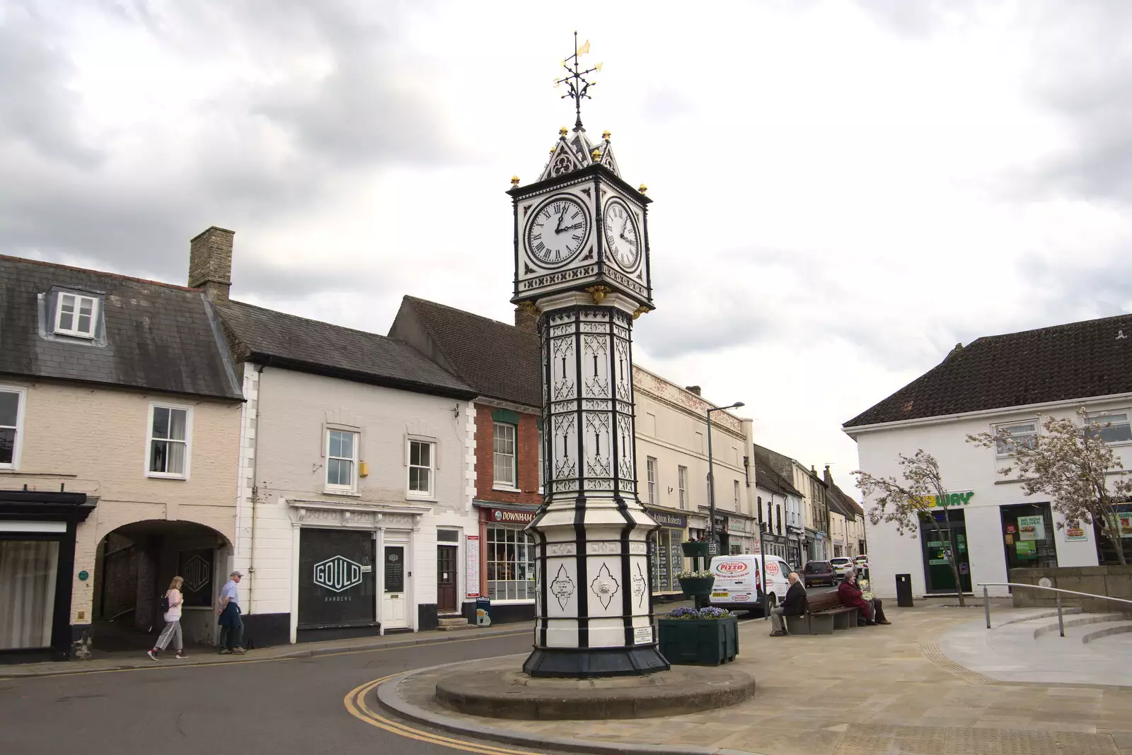 The James Scott clock in Downham Market, from A Vaccination Afternoon, Swaffham, Norfolk - 9th May 2021