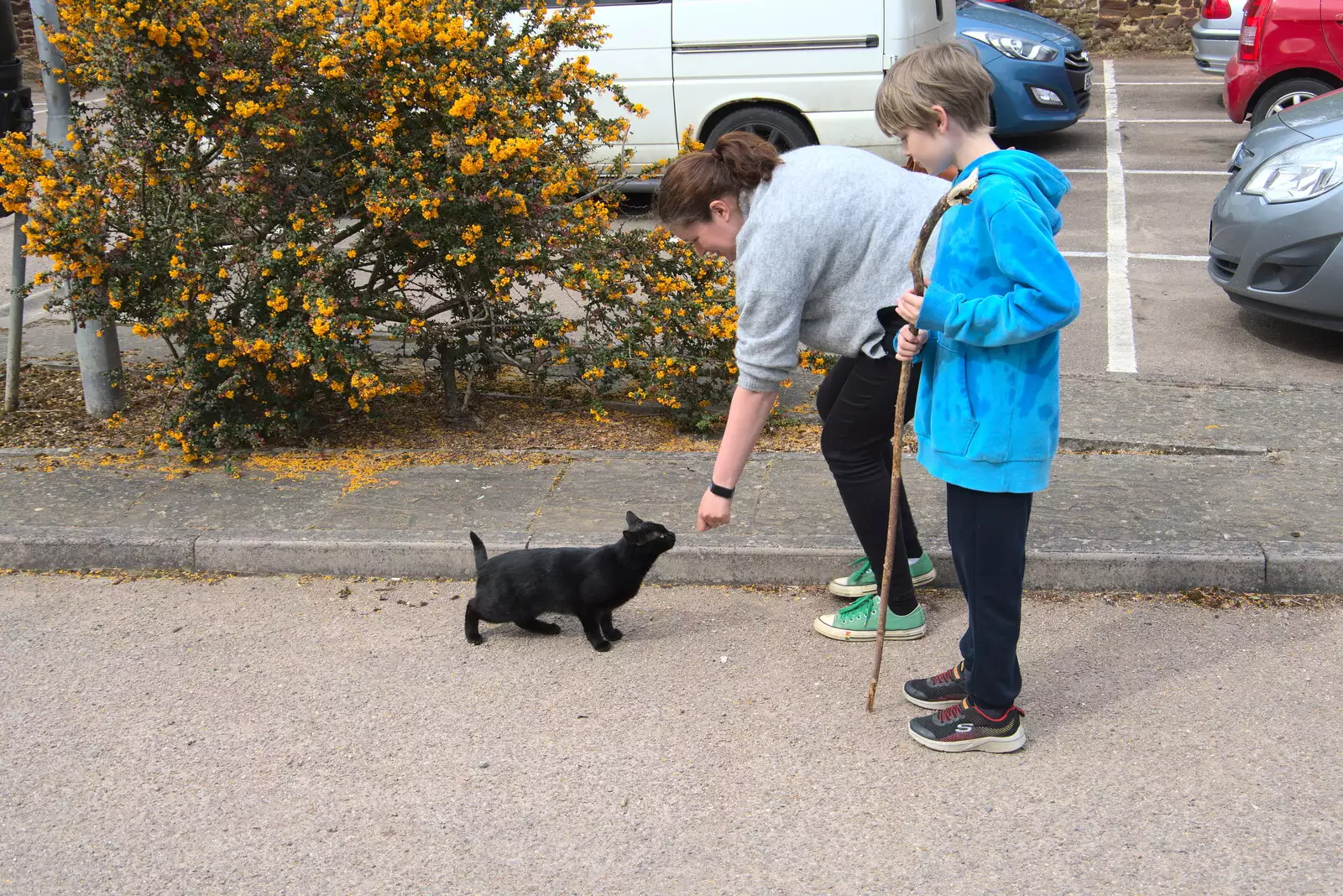 We met a friendly invisible cat in the car park, from A Vaccination Afternoon, Swaffham, Norfolk - 9th May 2021