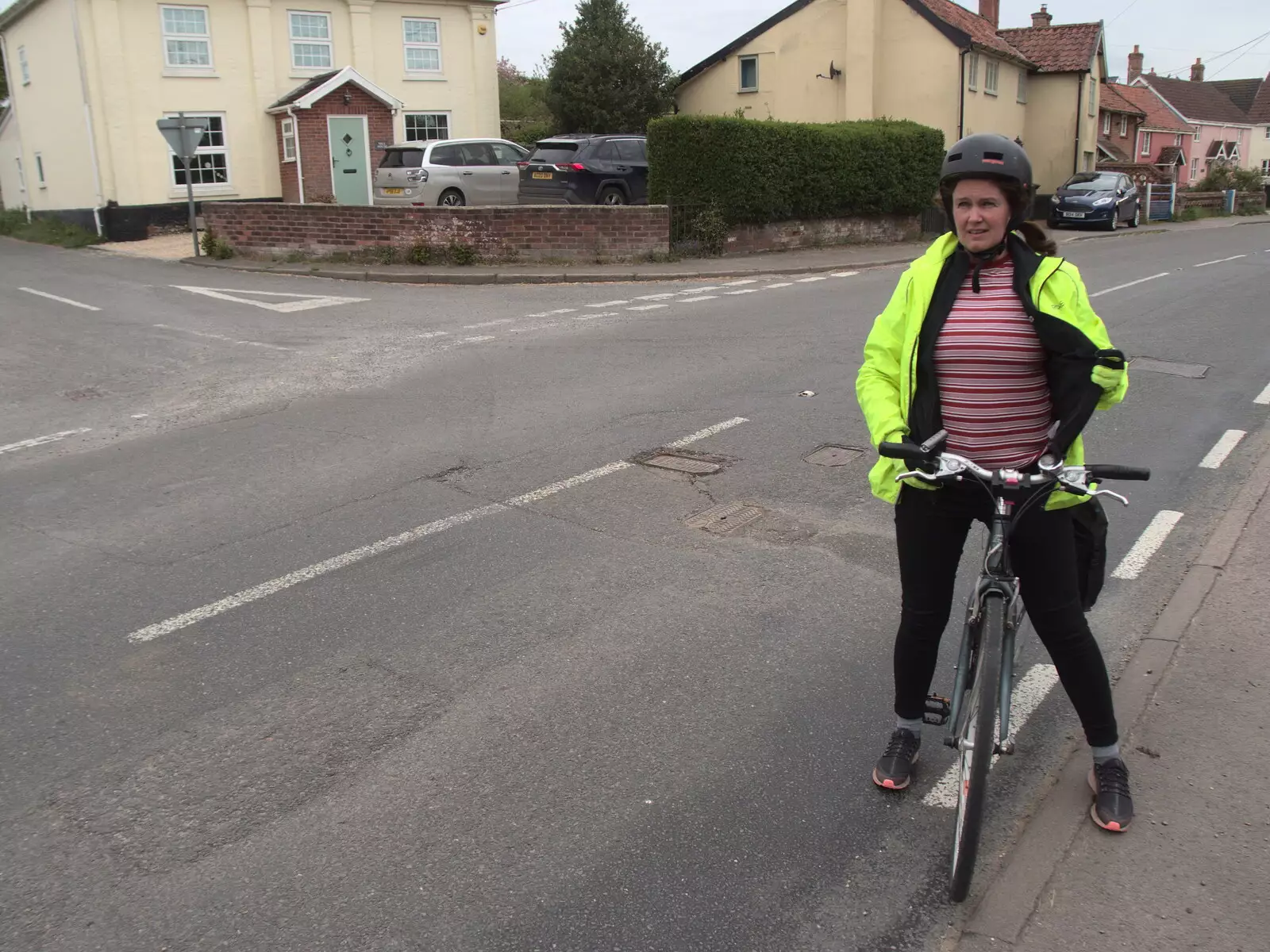 Isobel waits on the road, from The BSCC at the King's Head, Brockdish, Norfolk - 13th May 2021