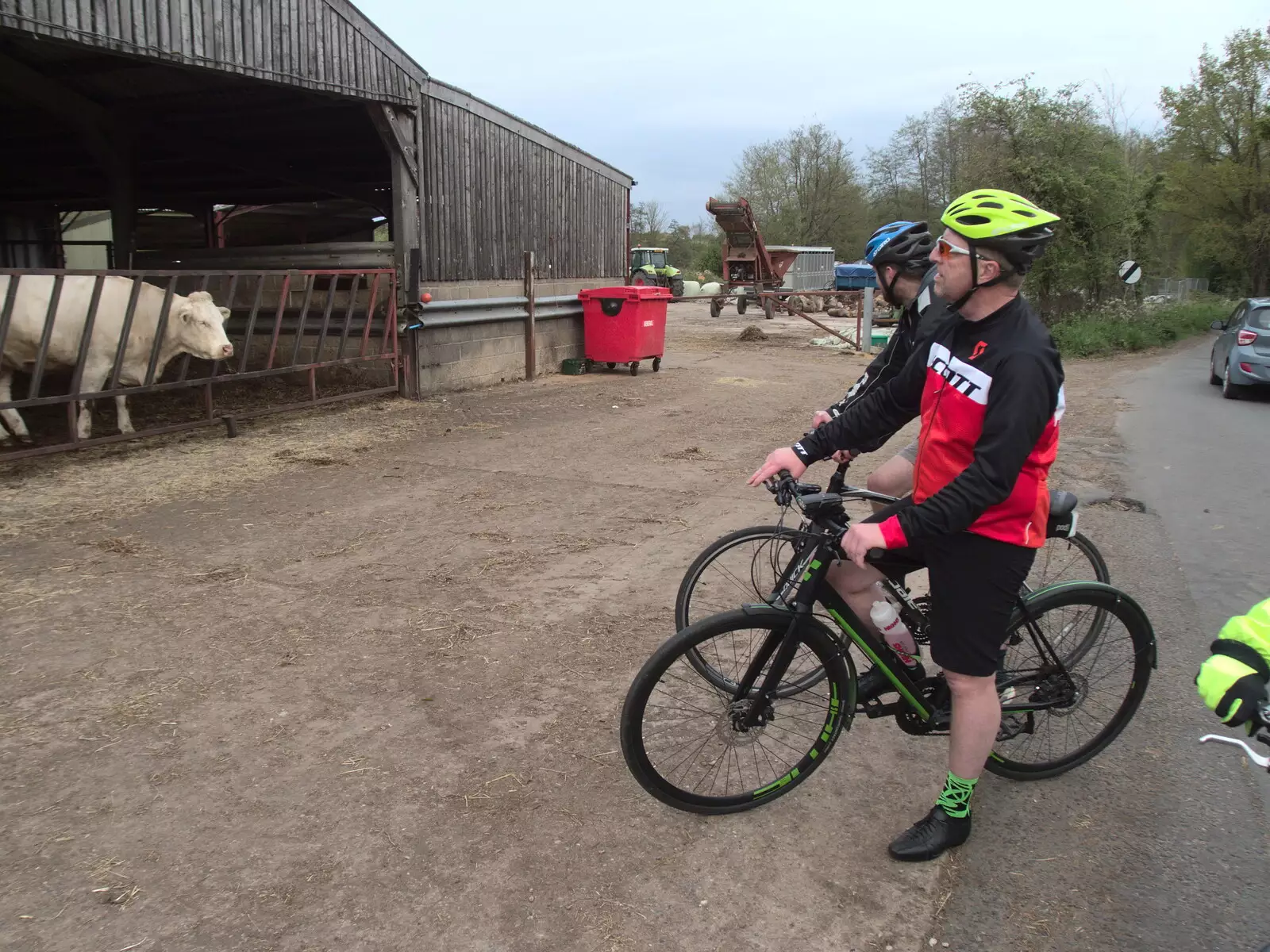 Gaz and Phil look at cows, from The BSCC at the King's Head, Brockdish, Norfolk - 13th May 2021