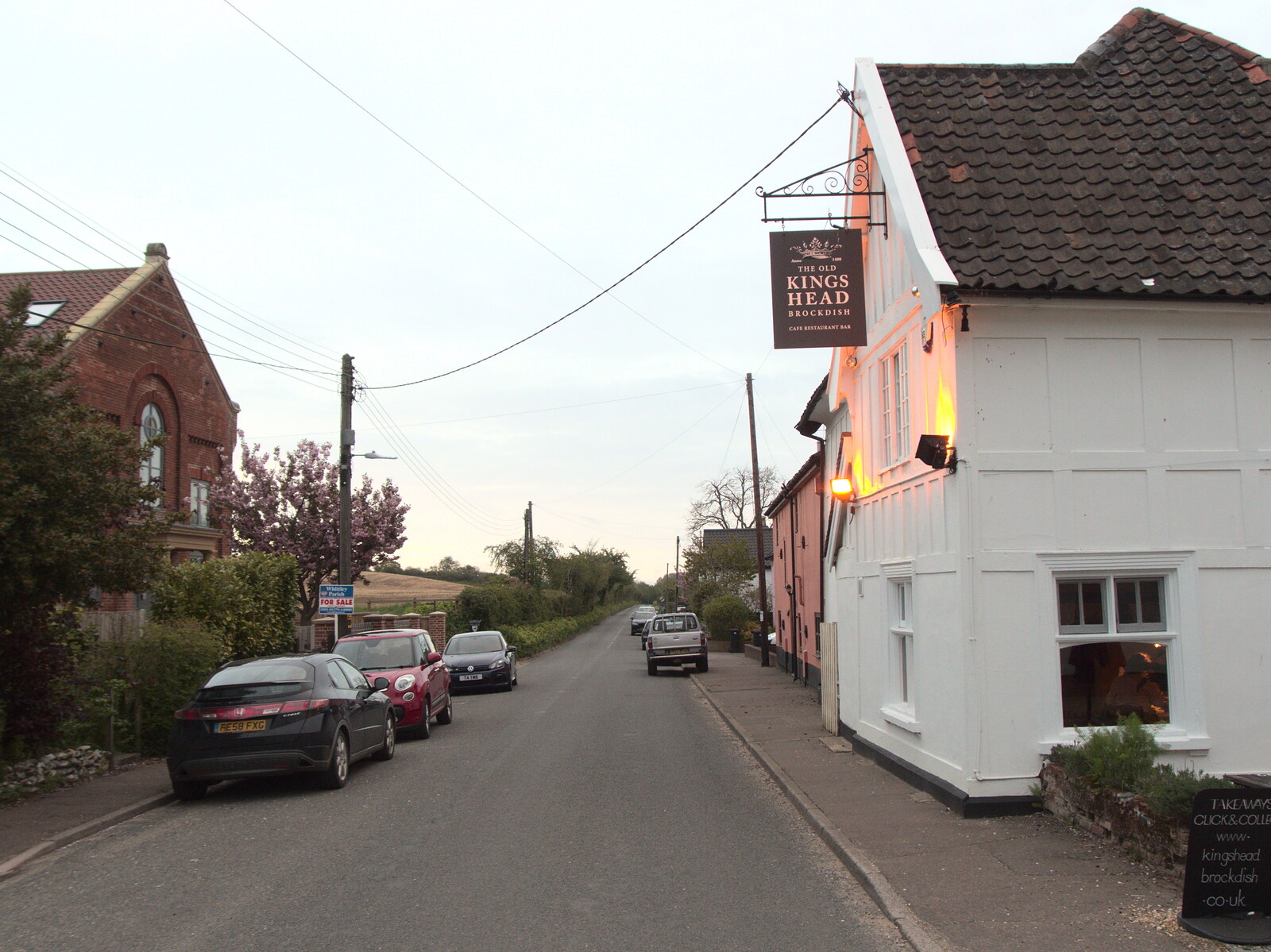 The King's Head, and the road to Needham from The BSCC at the King's Head, Brockdish, Norfolk - 13th May 2021