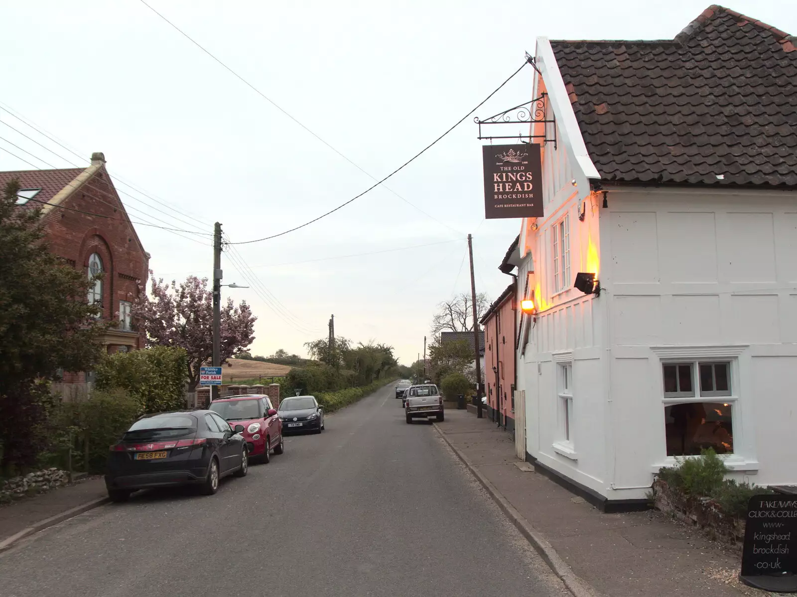 The King's Head, and the road to Needham, from The BSCC at the King's Head, Brockdish, Norfolk - 13th May 2021