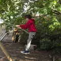 Fred swings into the trees, The BSCC at the Ampersand Tap, Sawmills Road, Diss, Norfolk - 20th May 2021