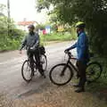 Paul and Gaz take shelter under a tree, The BSCC at the Ampersand Tap, Sawmills Road, Diss, Norfolk - 20th May 2021