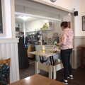Isobel pays the bill at Cafeye, Garden Centres, and Hamish Visits, Brome, Suffolk - 28th May 2021