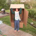 Fred tries the box on for size, Garden Centres, and Hamish Visits, Brome, Suffolk - 28th May 2021