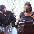 Grandad and Sis get masks on, A Day at the Beach with Sis, Southwold, Suffolk - 31st May 2021