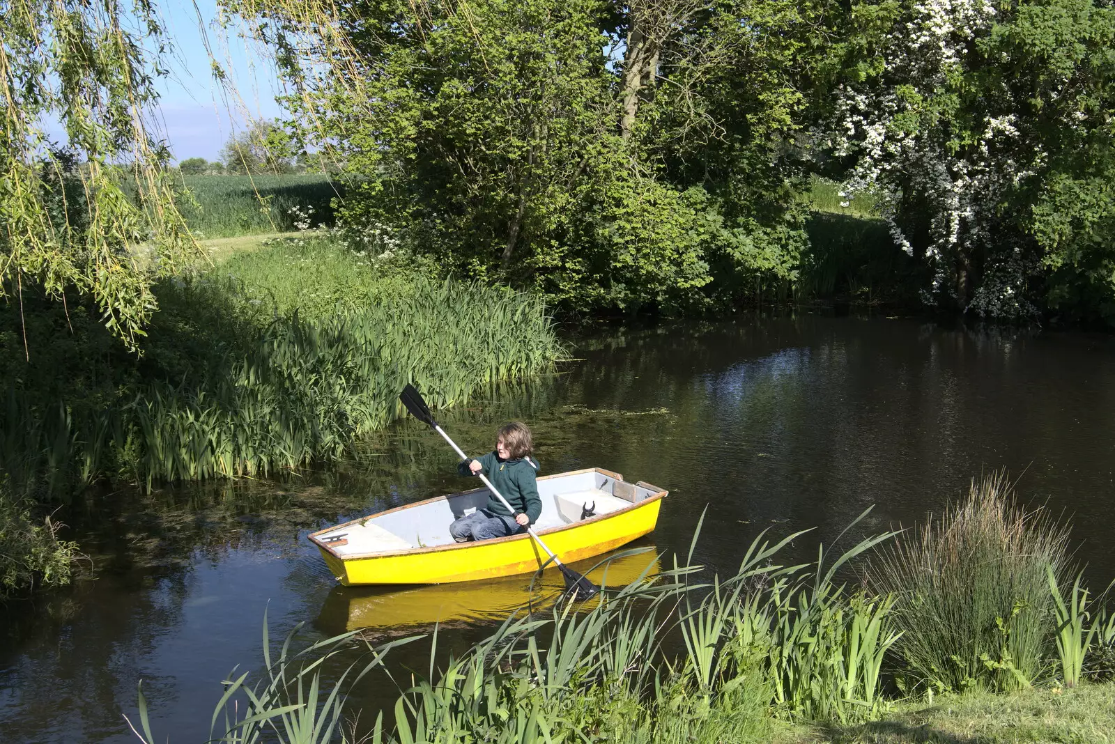 Fred scuds about in the boat, from A Day at the Beach with Sis, Southwold, Suffolk - 31st May 2021