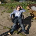 Fred finds a discarded office chair, A Day at the Beach with Sis, Southwold, Suffolk - 31st May 2021