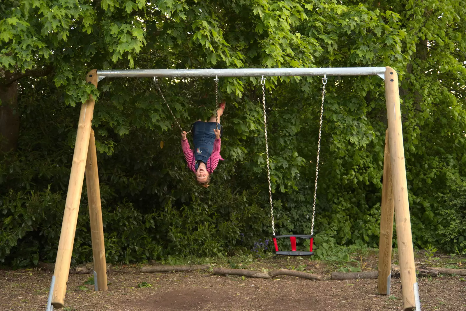 Some serious swinging occurs, from A Day at the Beach with Sis, Southwold, Suffolk - 31st May 2021