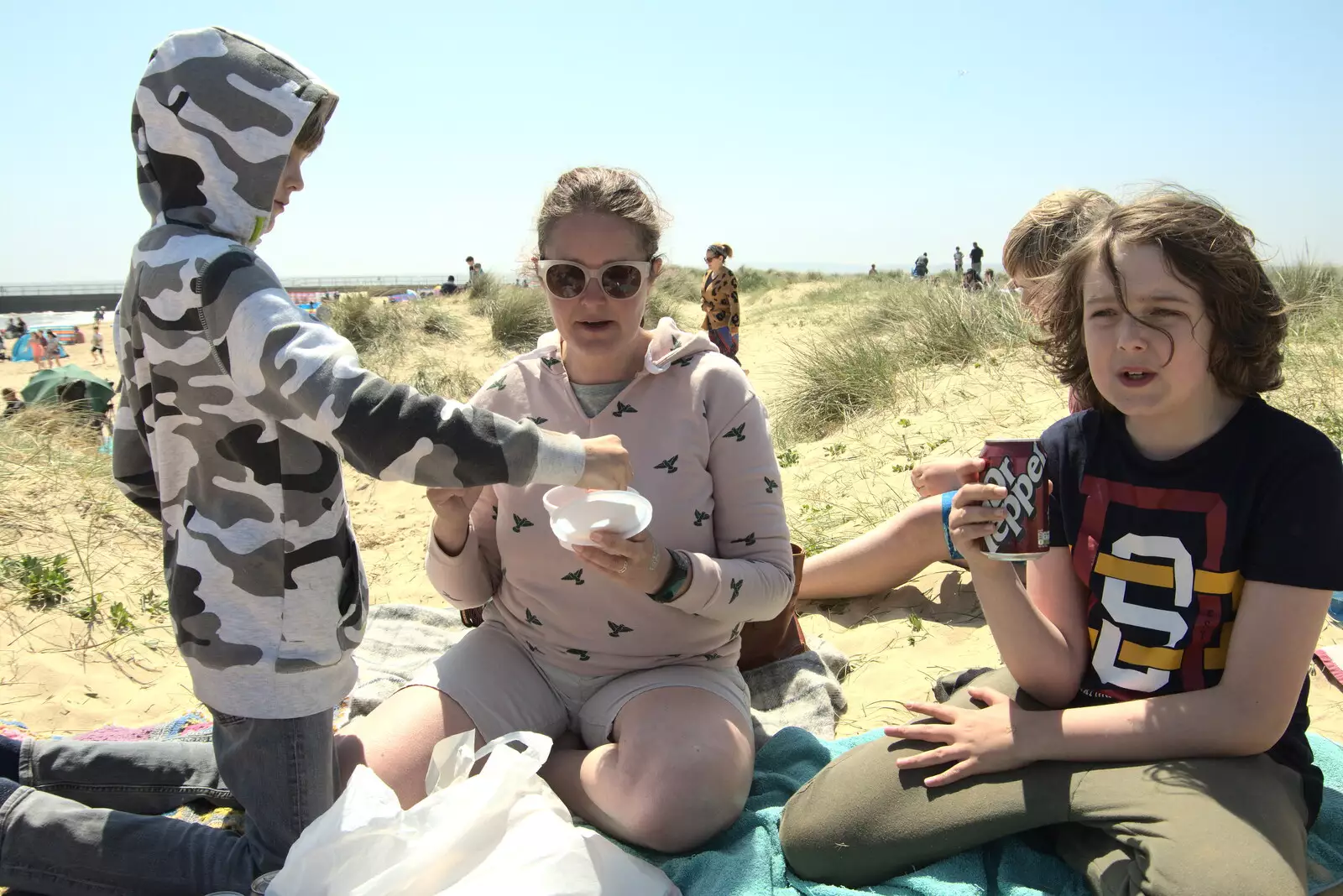 Harry eats some crayfish tails, from A Day at the Beach with Sis, Southwold, Suffolk - 31st May 2021