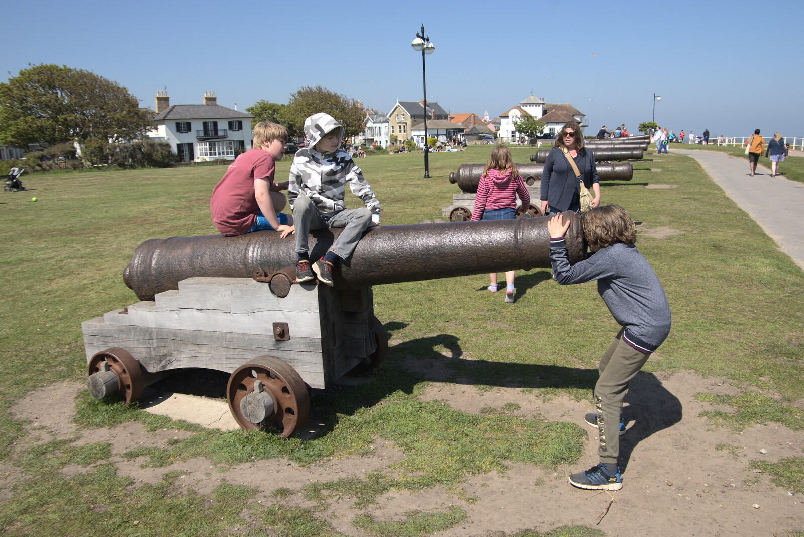 Fred stares down the barrel of a gun from A Day at the Beach with Sis, Southwold, Suffolk - 31st May 2021