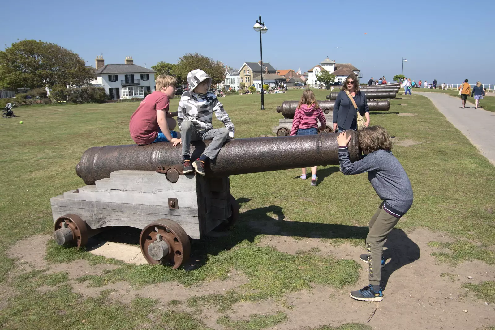 Fred stares down the barrel of a gun, from A Day at the Beach with Sis, Southwold, Suffolk - 31st May 2021