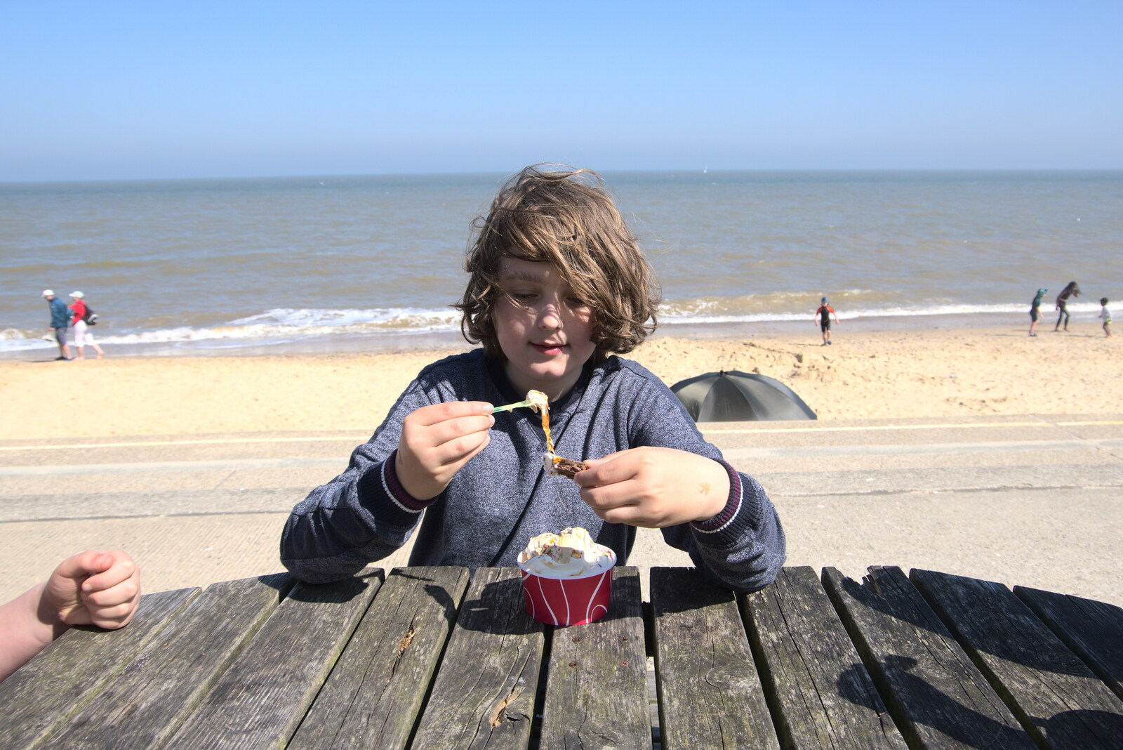 Fred eats a Southwold Special ice cream from A Day at the Beach with Sis, Southwold, Suffolk - 31st May 2021