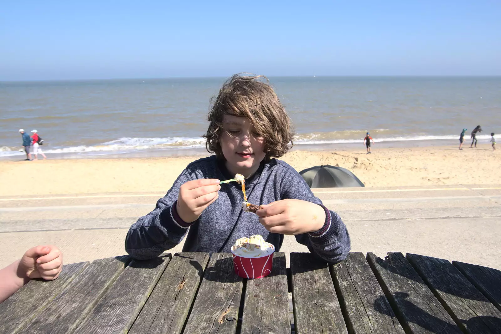 Fred eats a Southwold Special ice cream, from A Day at the Beach with Sis, Southwold, Suffolk - 31st May 2021