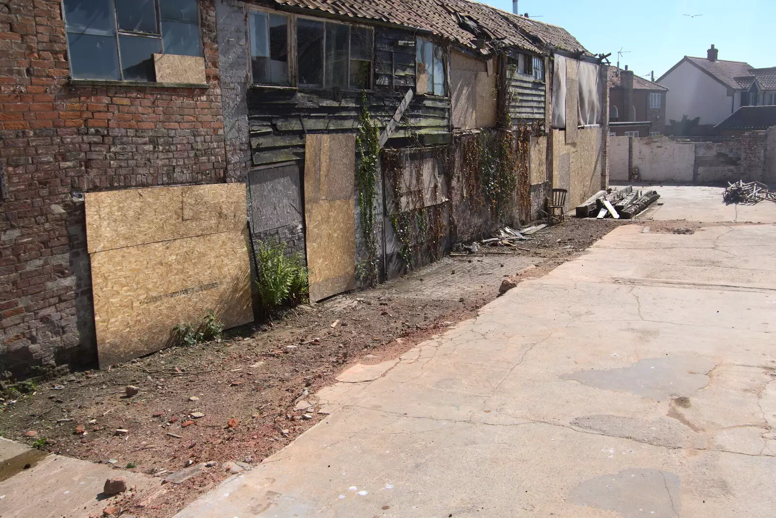 Derelict buildings are up for demolition, from A Day at the Beach with Sis, Southwold, Suffolk - 31st May 2021