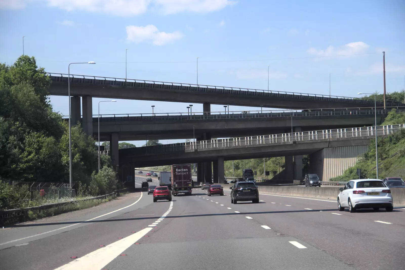 The tripple-stacked bridges over the M25, from A Trip to Grandma J's, Spreyton, Devon - 2nd June 2021