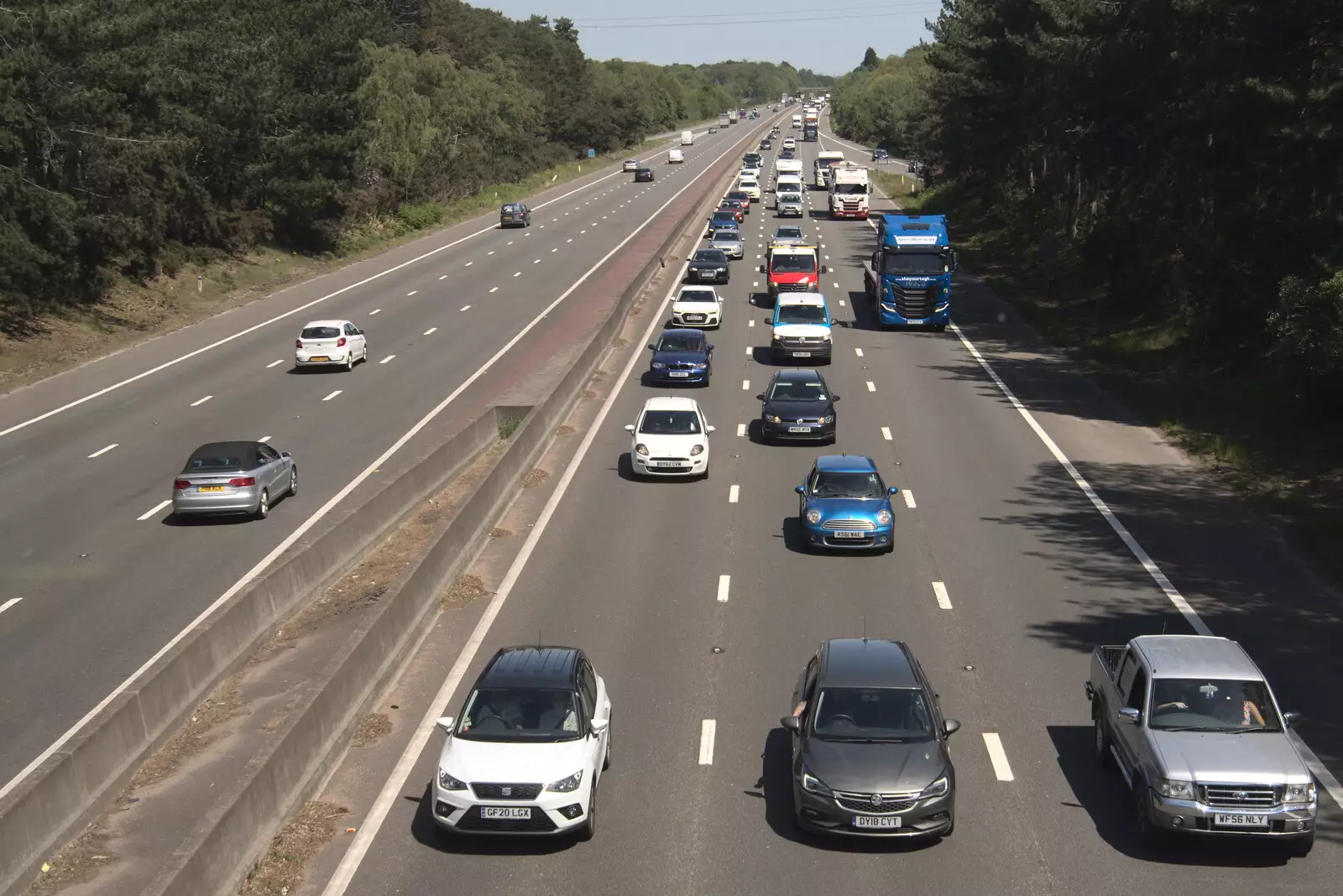 The M3 experiences a temporary queue, from A Trip to Grandma J's, Spreyton, Devon - 2nd June 2021