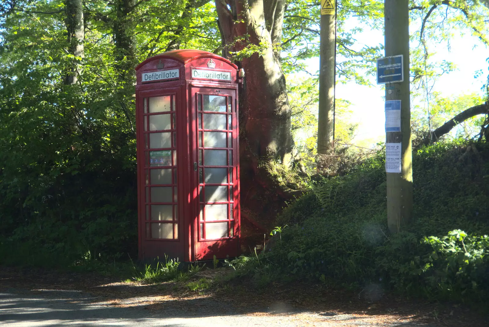 A K6 phonebox defibillator near Throwleigh, from A Trip to Grandma J's, Spreyton, Devon - 2nd June 2021