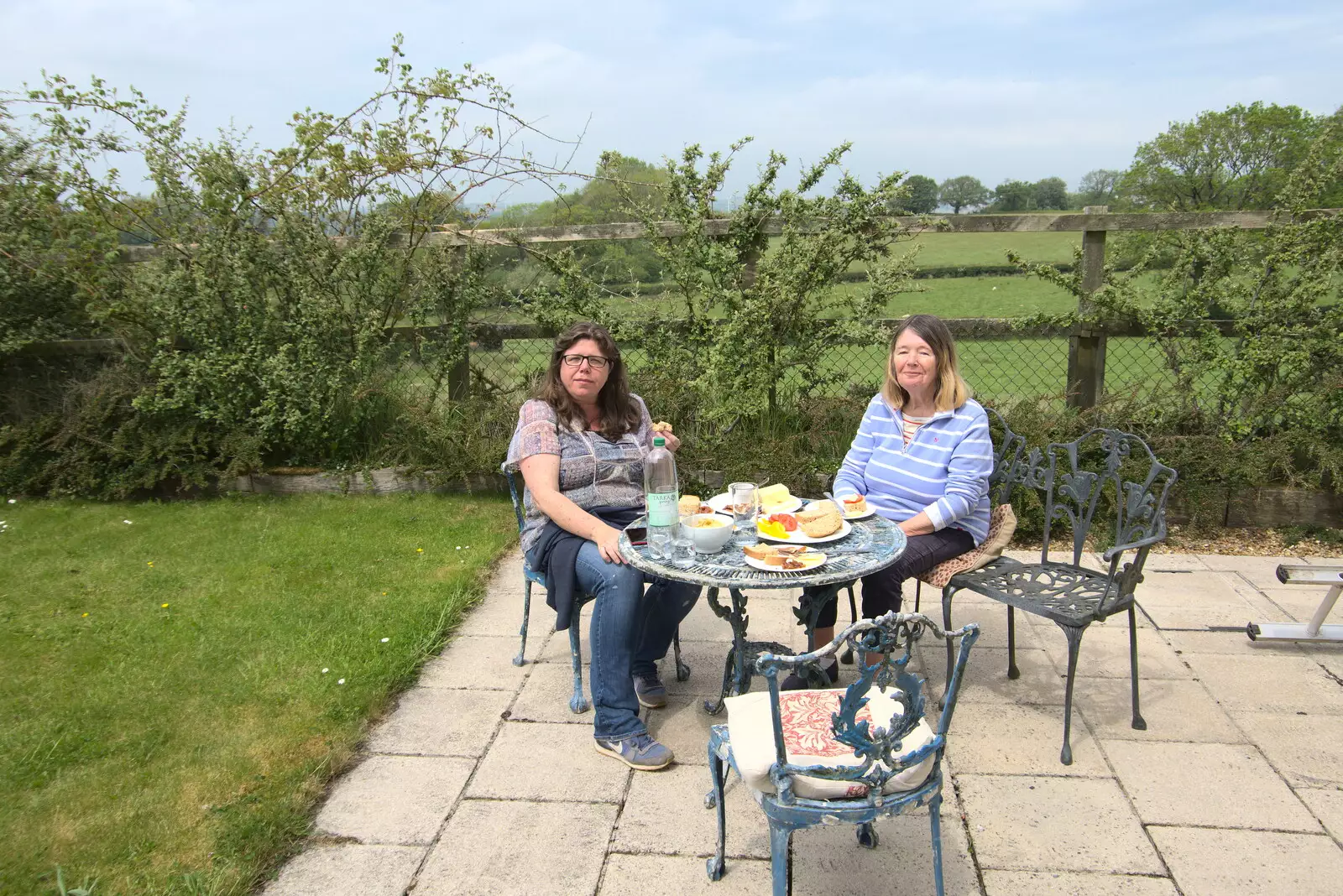 Sis and Mother, on the patio, from A Trip to Grandma J's, Spreyton, Devon - 2nd June 2021