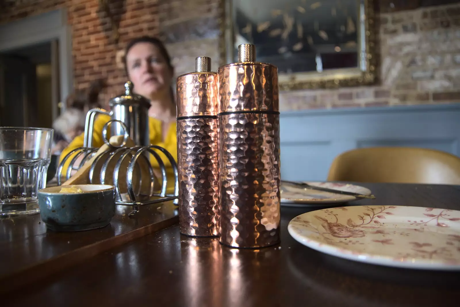 Nice copper salt and pepper grinders, from A Weekend at the Angel Hotel, Bury St. Edmunds, Suffolk - 5th June 2021