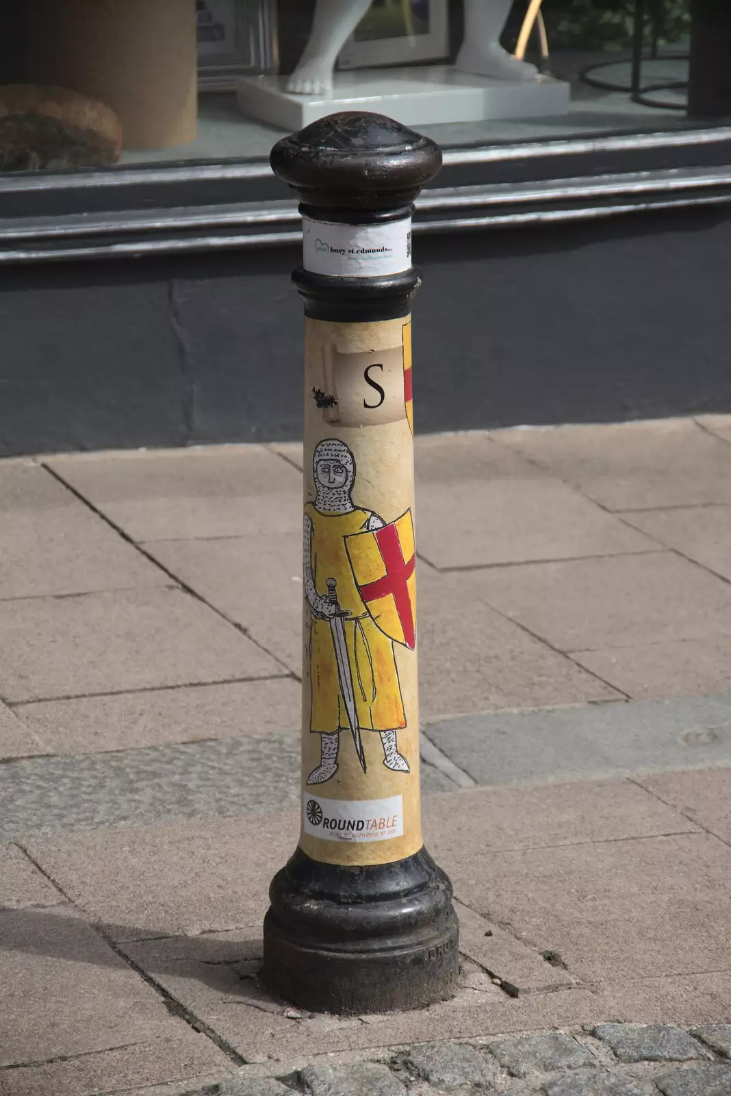 A painted bollard on Abbeygate, from A Weekend at the Angel Hotel, Bury St. Edmunds, Suffolk - 5th June 2021