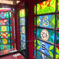 Cool stained glass in the Mellis phonebox, A BSCC Ride to Pulham Market, Norfolk - 17th June 2021