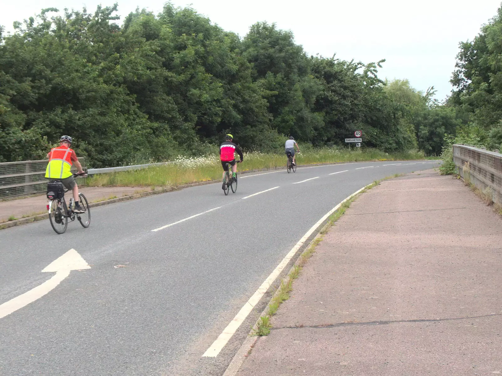 Paul, Gaz and Phil head down to Thelnetham, from A BSCC Ride to Pulham Market, Norfolk - 17th June 2021