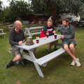 Paul, Gaz and Phil in the beer garden, A BSCC Ride to Pulham Market, Norfolk - 17th June 2021