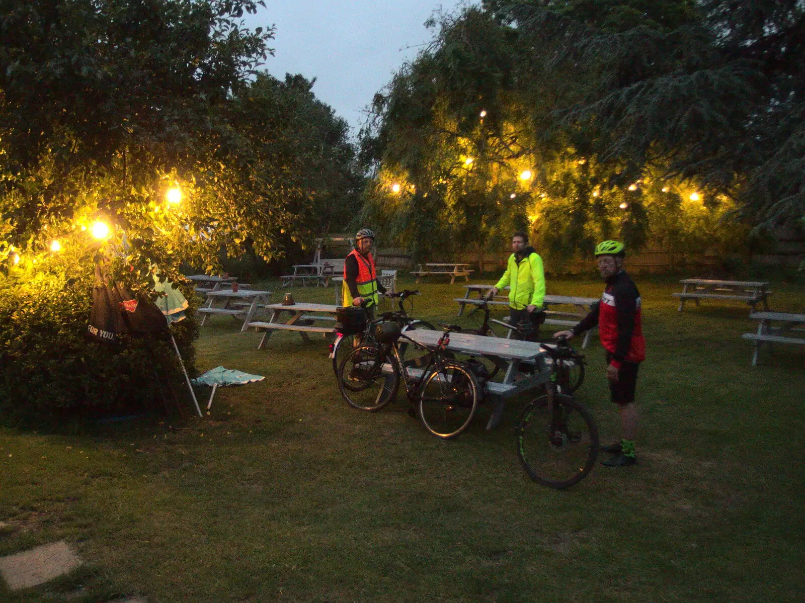 The beer garden at night, from A BSCC Ride to Pulham Market, Norfolk - 17th June 2021