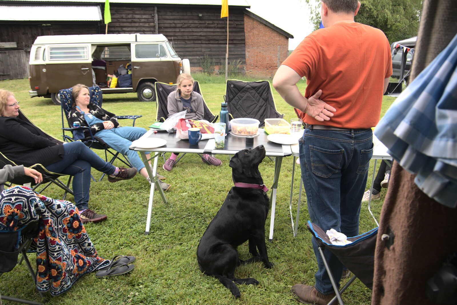 Tilly Dog hopes to get some scraps from Suze-fest, Braisworth, Suffolk - 19th June 2021