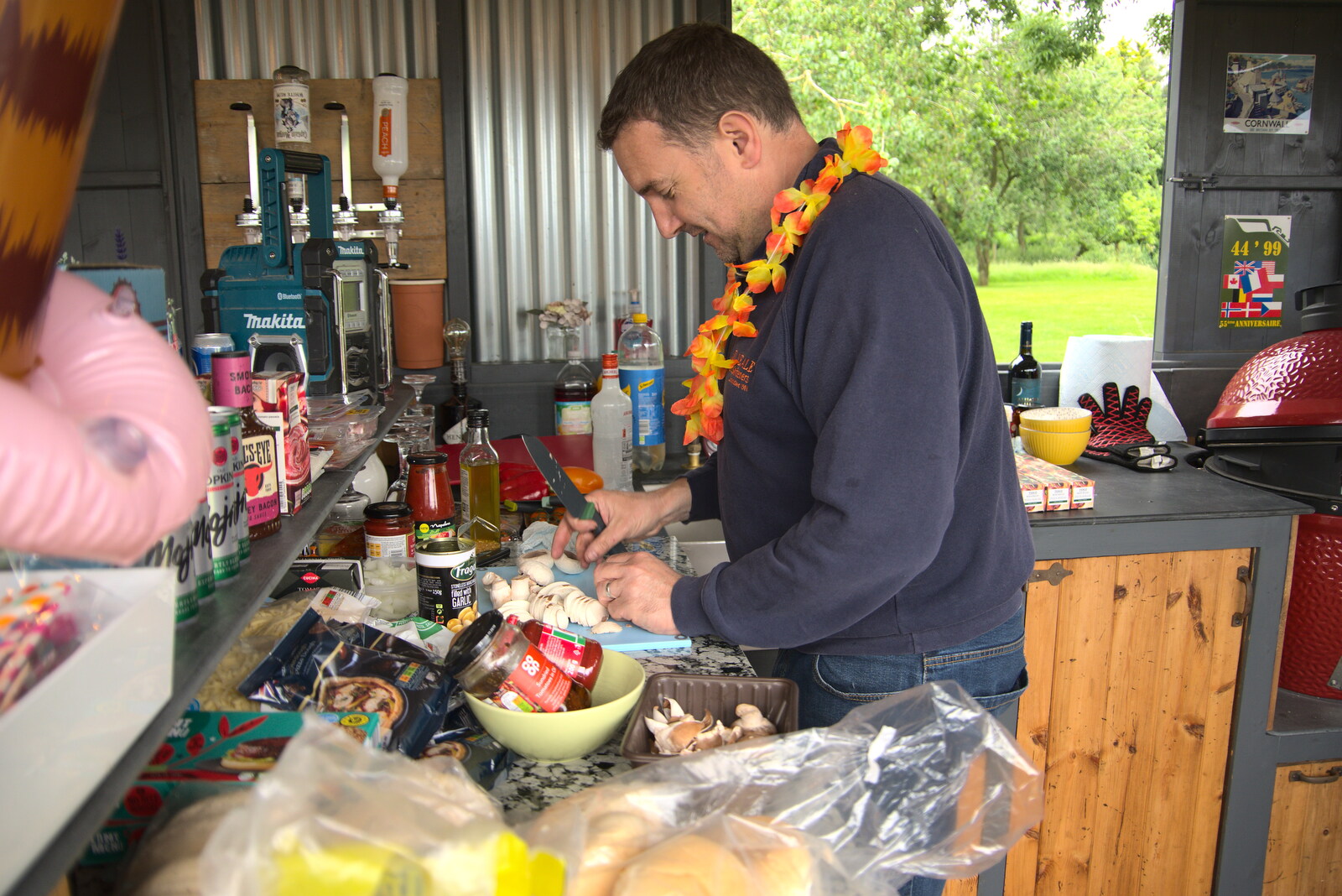Clive is on pizza prep duty from Suze-fest, Braisworth, Suffolk - 19th June 2021