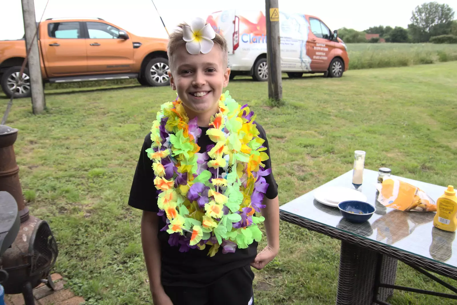 Henry's got one or two garlands on, from Suze-fest, Braisworth, Suffolk - 19th June 2021