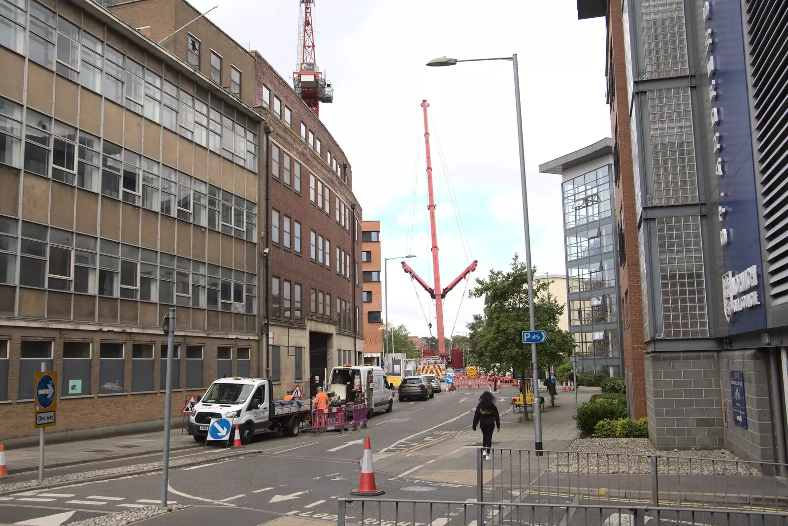 A massive crane looms over Duke Street, from The BSCC at Earl Soham and at Colin and Jill's, Eye, Suffolk - 26th June 2021