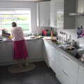 The BSCC at Earl Soham and at Colin and Jill's, Eye, Suffolk - 26th June 2021, Jill potters in the kitchen
