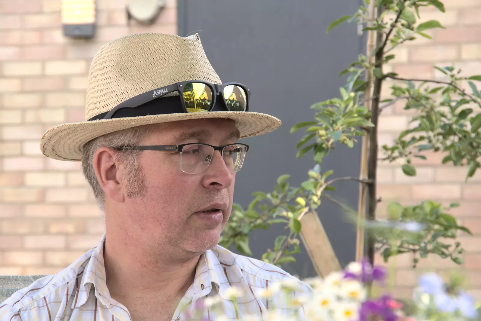 Marc with some Aspall shades on his hat, from The BSCC at Earl Soham and at Colin and Jill's, Eye, Suffolk - 26th June 2021