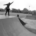 Fred leaps off a ramp, New Kittens, and The Skate Park, Town Moors, Eye, Suffolk - 3rd July 2021