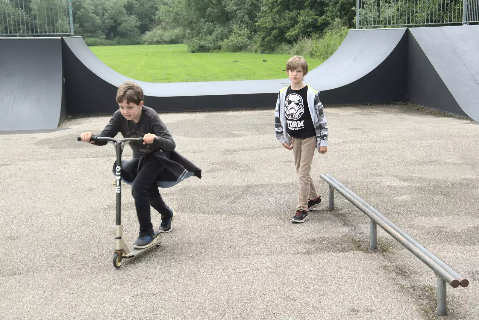 Harry walks around after a scooting Fred, from New Kittens, and The Skate Park, Town Moors, Eye, Suffolk - 3rd July 2021