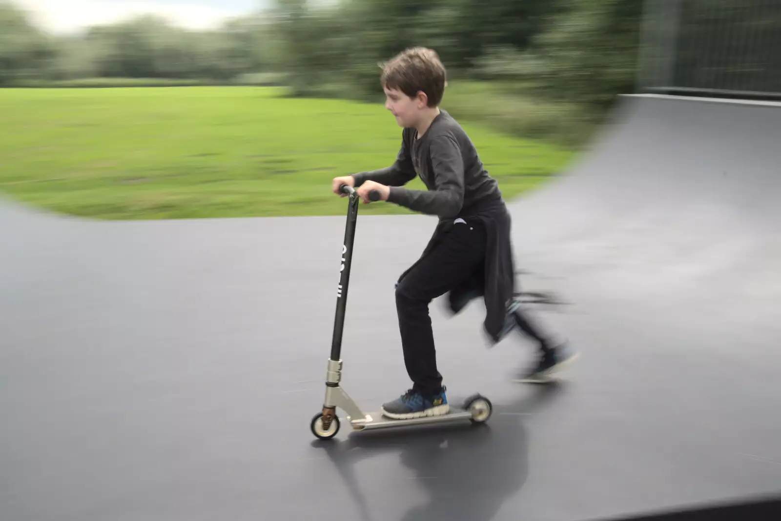 Fred on a half-pipe, from New Kittens, and The Skate Park, Town Moors, Eye, Suffolk - 3rd July 2021